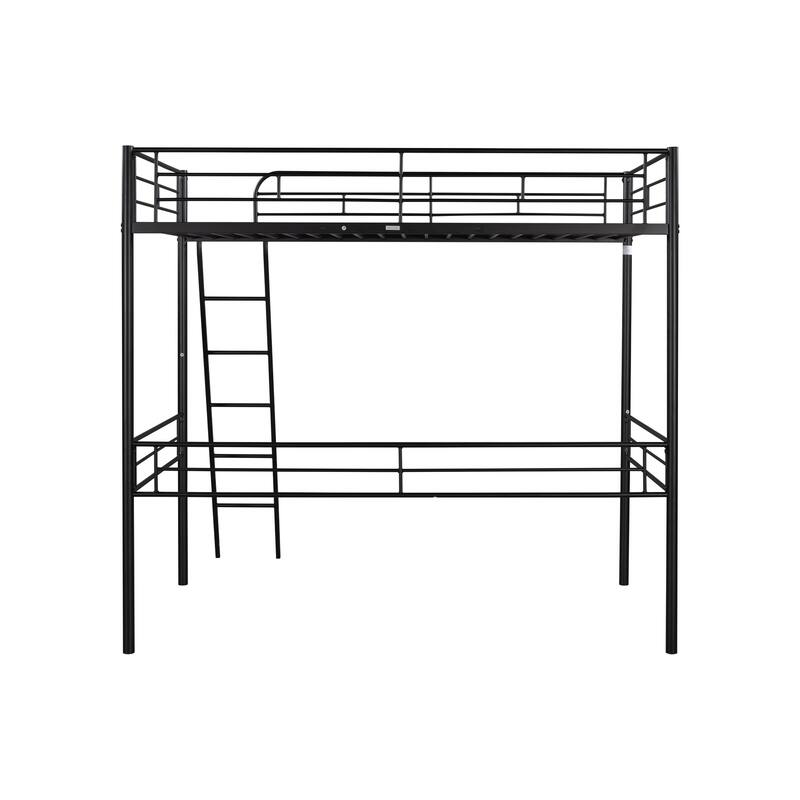 Twin Size Metal Loft Bed frame with Stairs and Safey Side Rail, 72